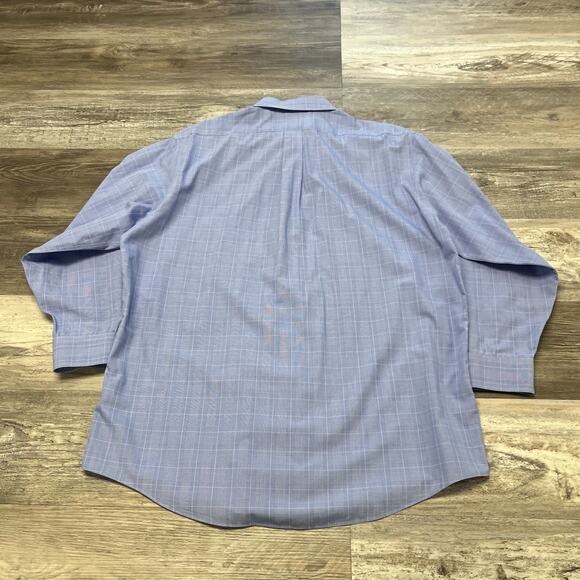 Brooks‎ Brothers 346 Blue White Mens 17 Glen Plaid Non Iron Button Down Shirt - Picture 3 of 7